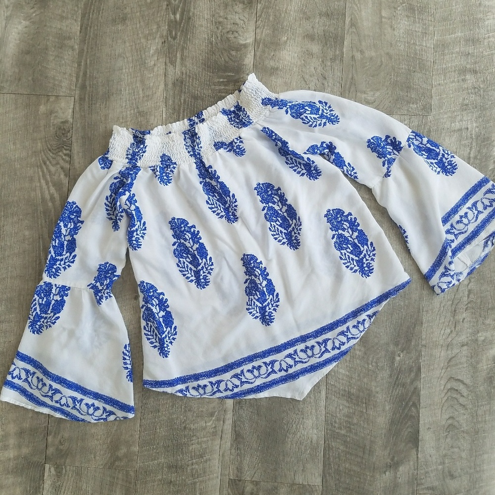 Boutique// Smocked Off Shoulder Top - Picture 2 of 3